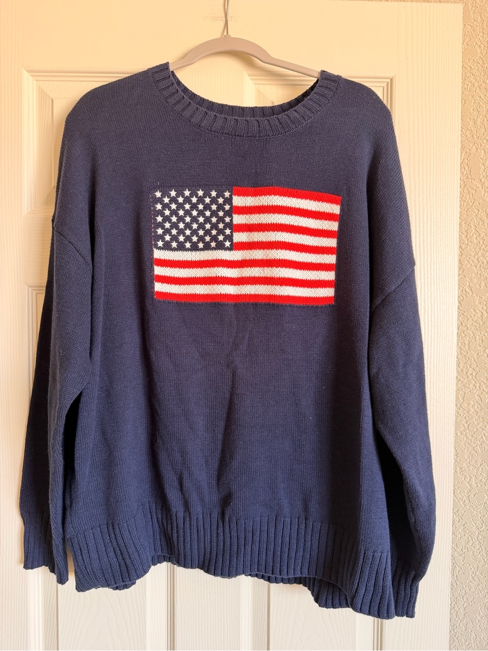 Navy American Flag Knit Sweater Women USA Wild Fable XXL